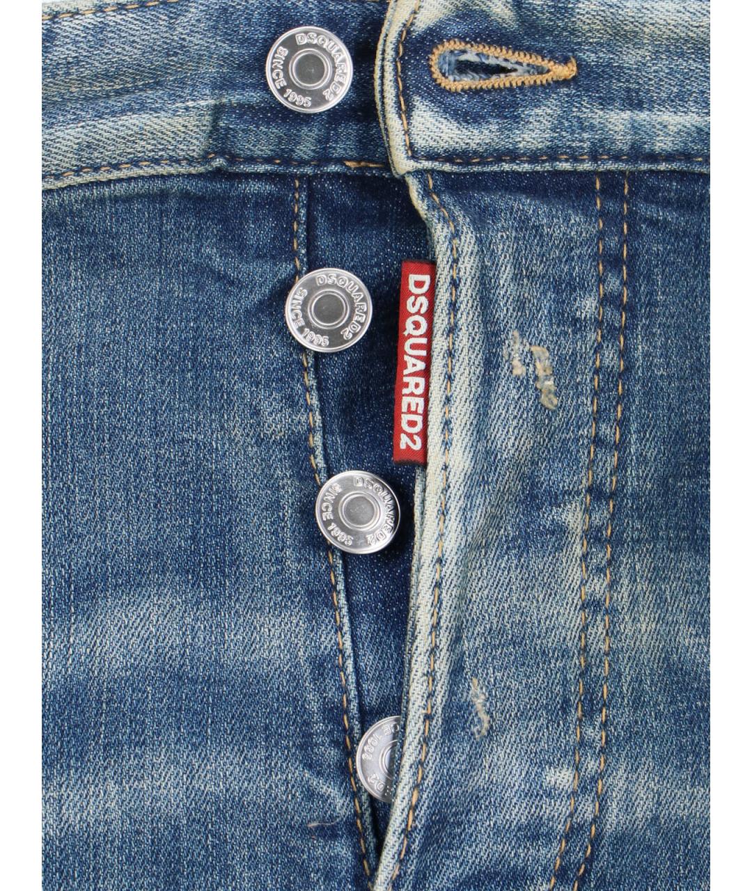 DSQUARED2 Голубые хлопковые прямые джинсы, фото 5