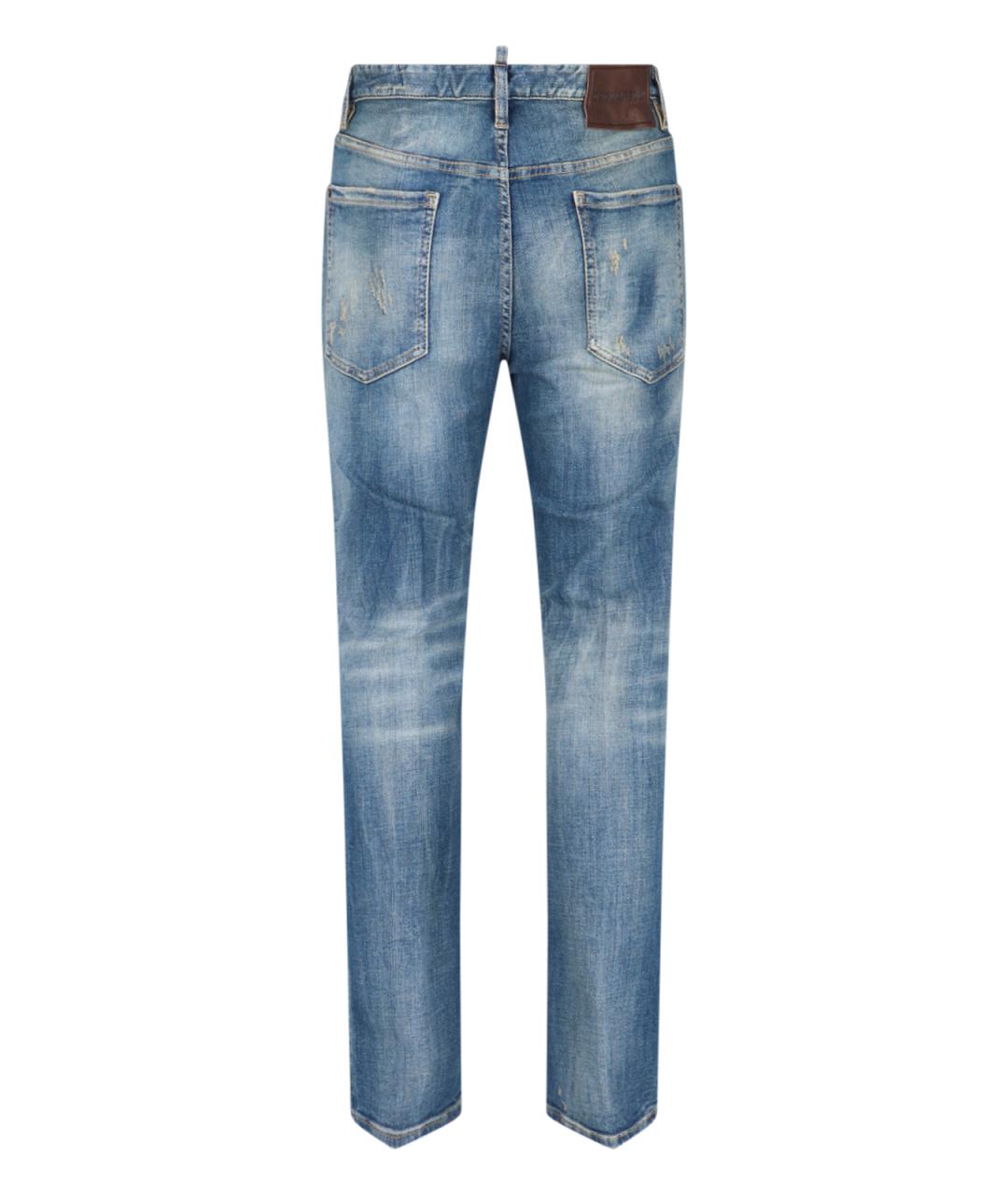 DSQUARED2 Голубые хлопковые прямые джинсы, фото 2