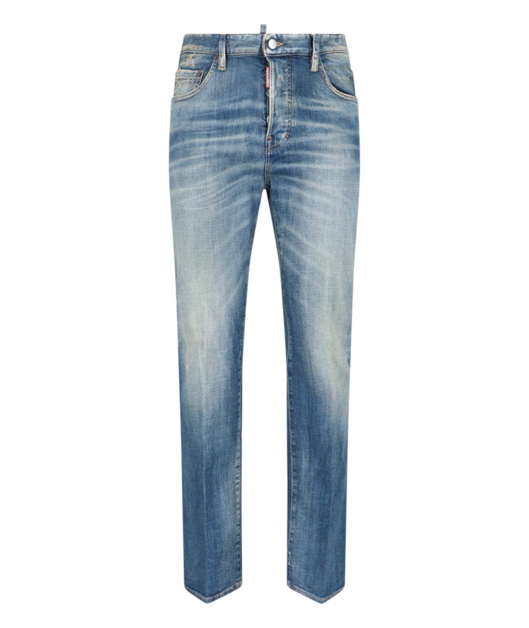 DSQUARED2 Голубые хлопковые прямые джинсы, фото 1