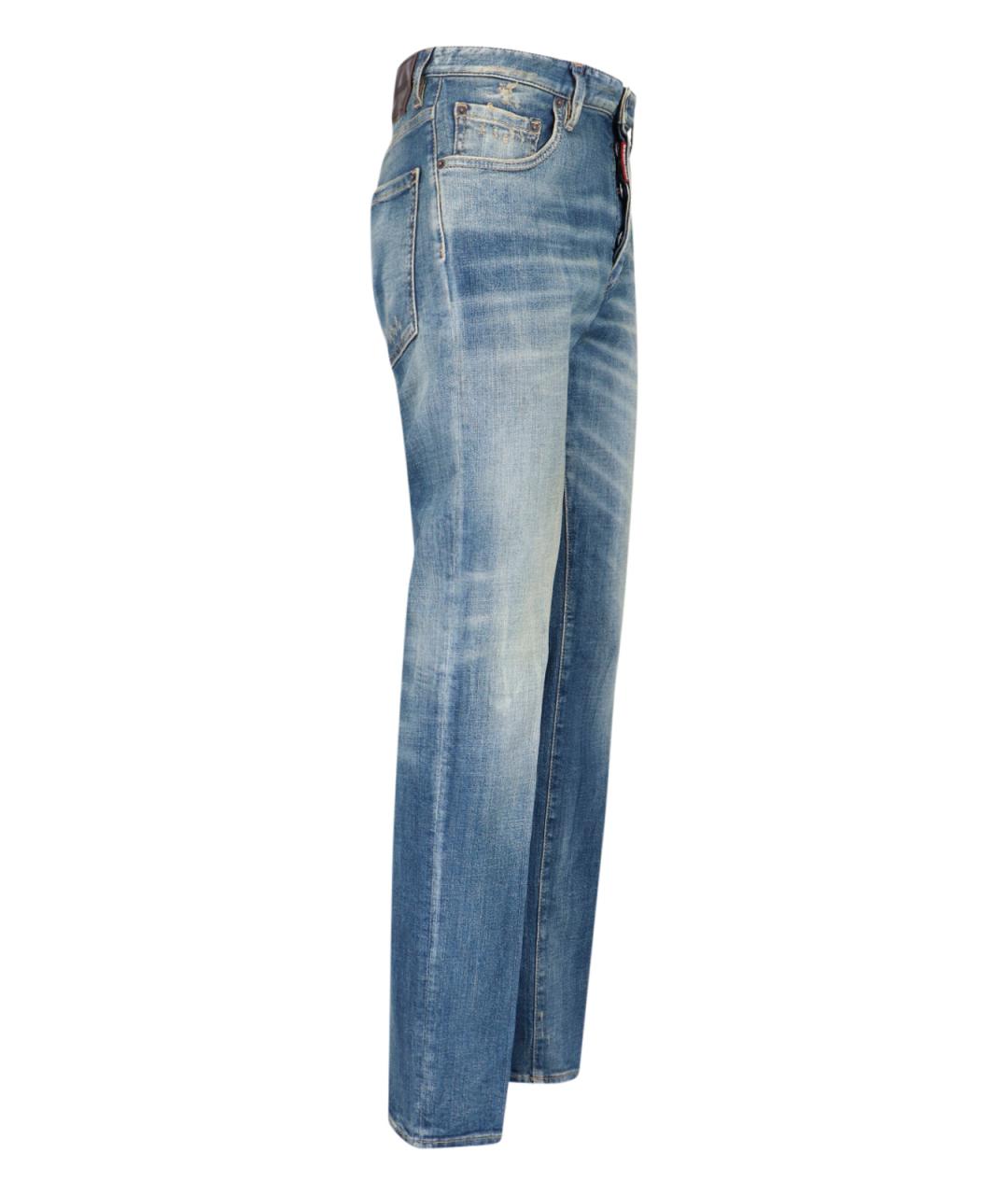 DSQUARED2 Голубые хлопковые прямые джинсы, фото 3