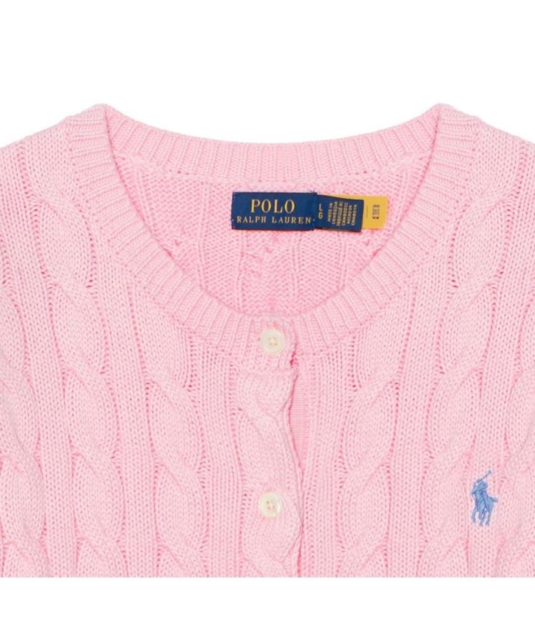 POLO RALPH LAUREN Розовый хлопковый кардиган, фото 3