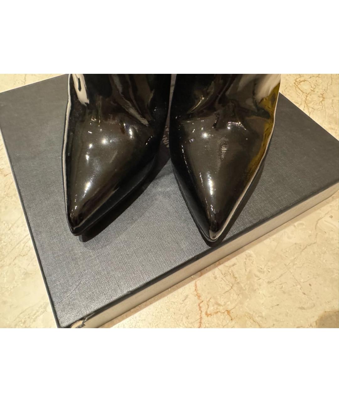 SAINT LAURENT Черные ботильоны из лакированной кожи, фото 5