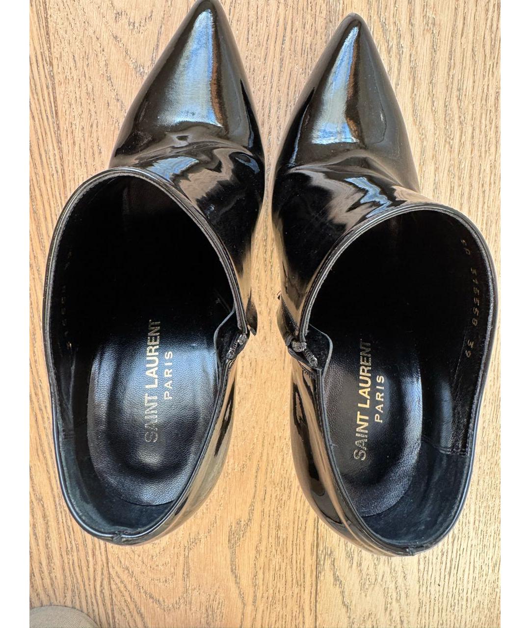 SAINT LAURENT Черные ботильоны из лакированной кожи, фото 3
