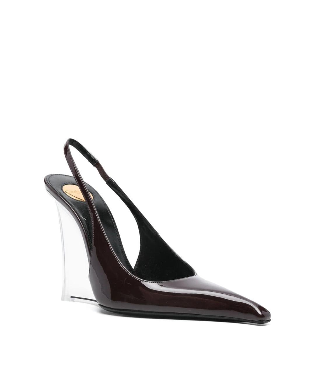 SAINT LAURENT Бордовые кожаные туфли, фото 4