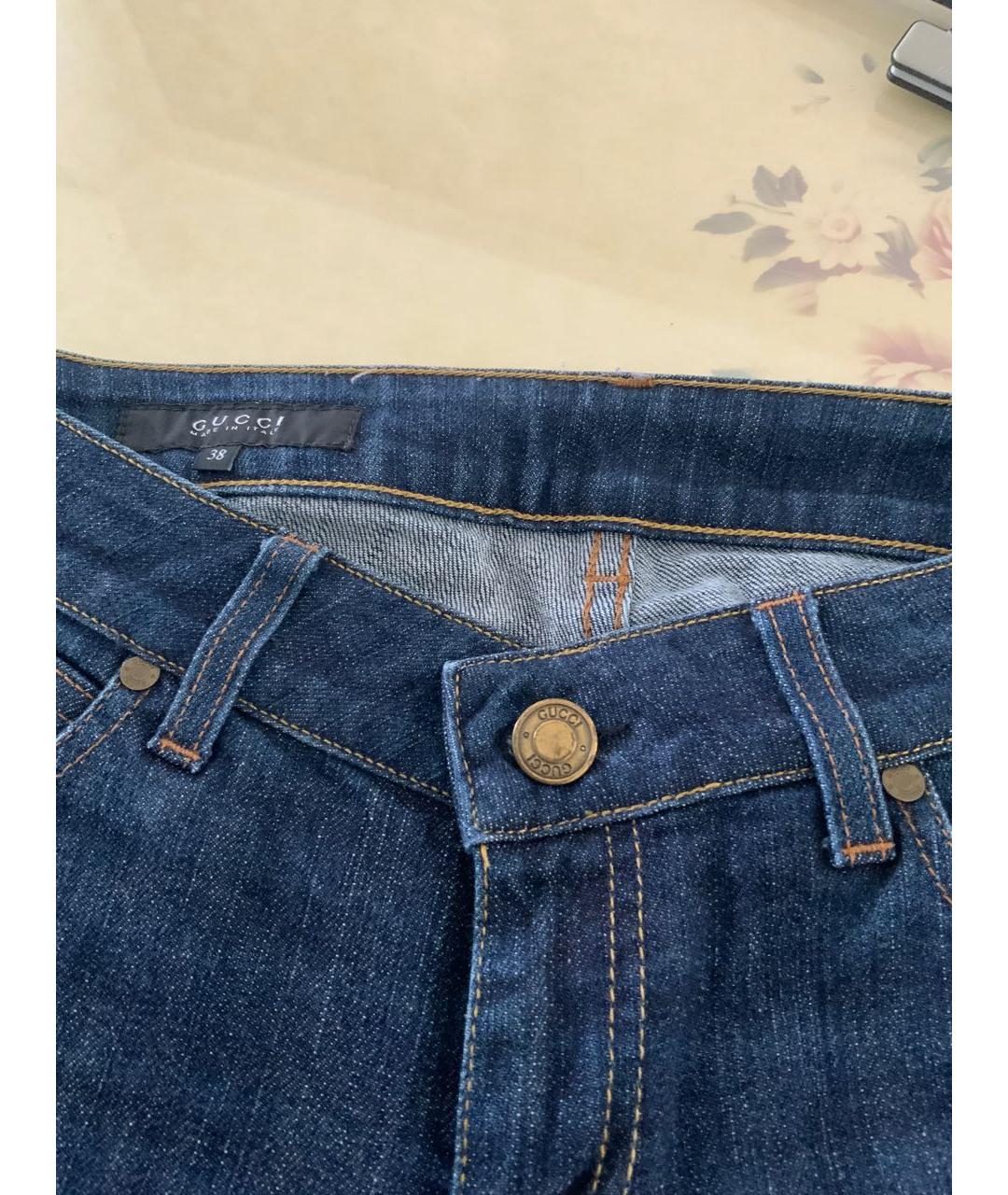 GUCCI Темно-синие хлопковые прямые джинсы, фото 8