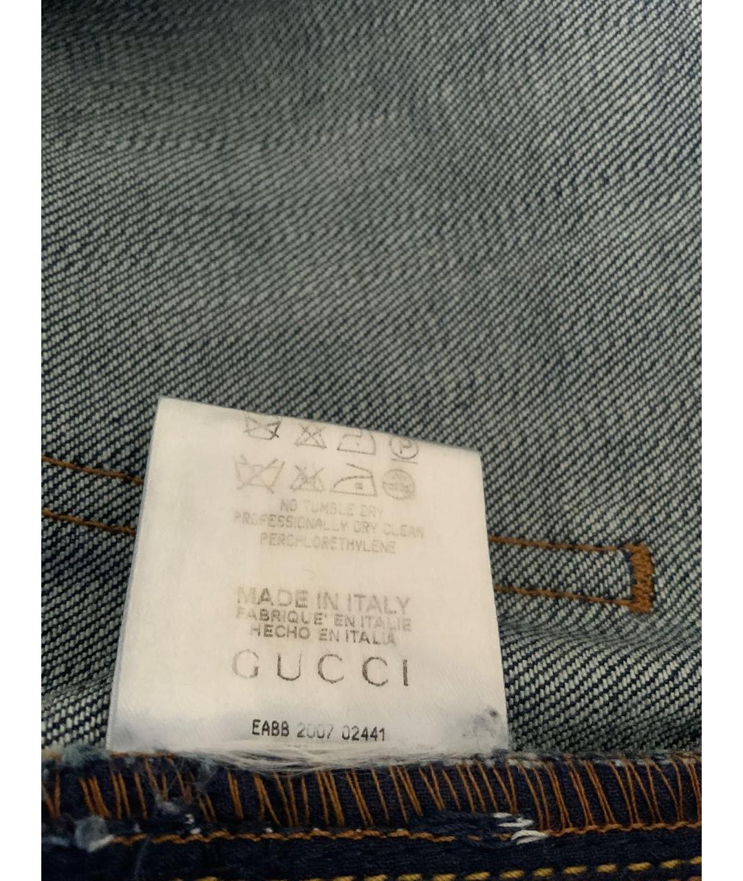GUCCI Темно-синие хлопковые прямые джинсы, фото 4