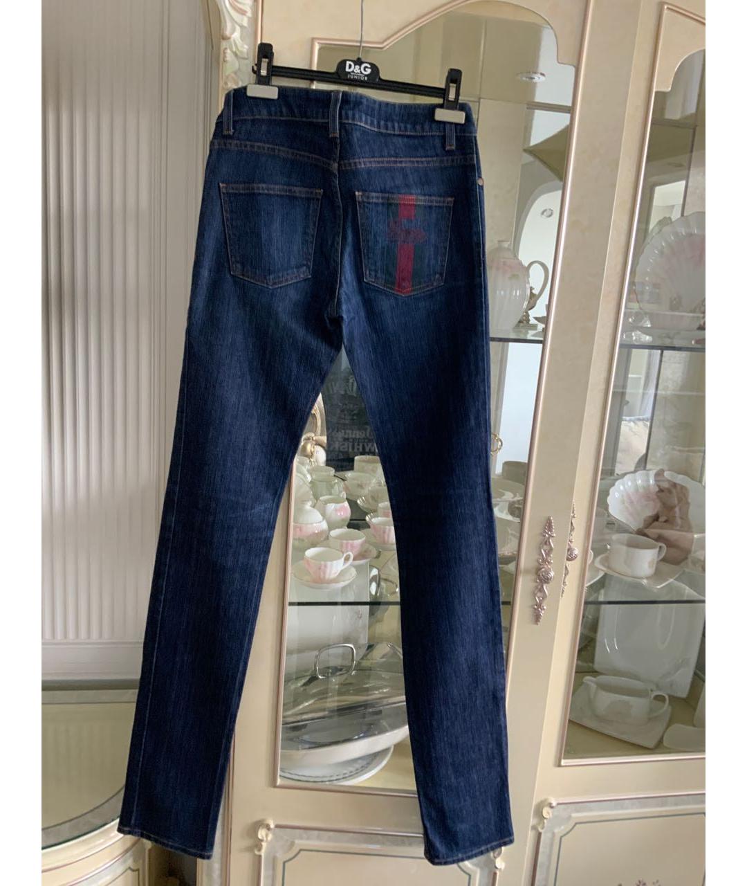 GUCCI Темно-синие хлопковые прямые джинсы, фото 2
