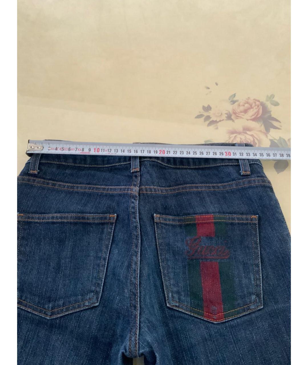 GUCCI Темно-синие хлопковые прямые джинсы, фото 6