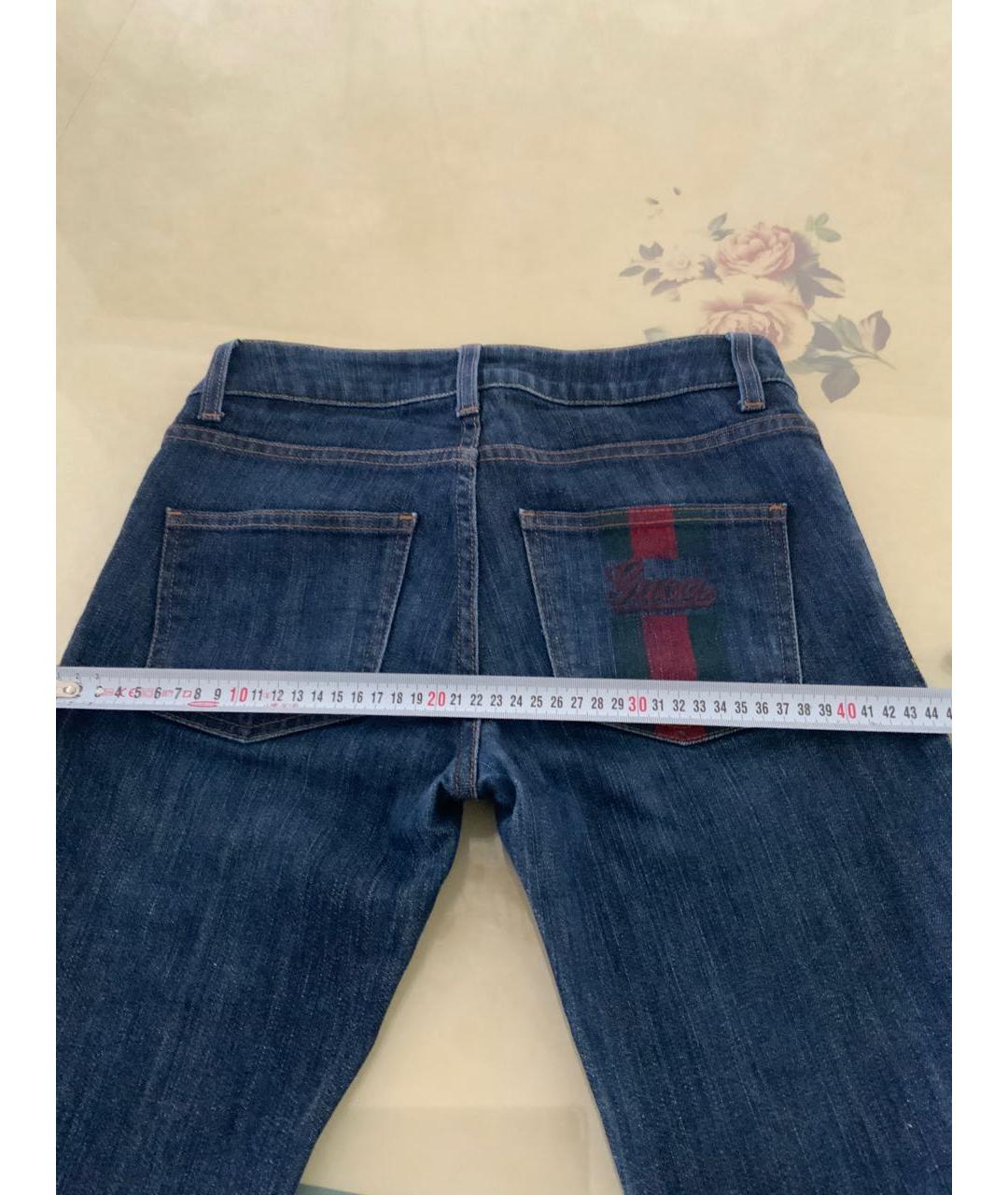 GUCCI Темно-синие хлопковые прямые джинсы, фото 5