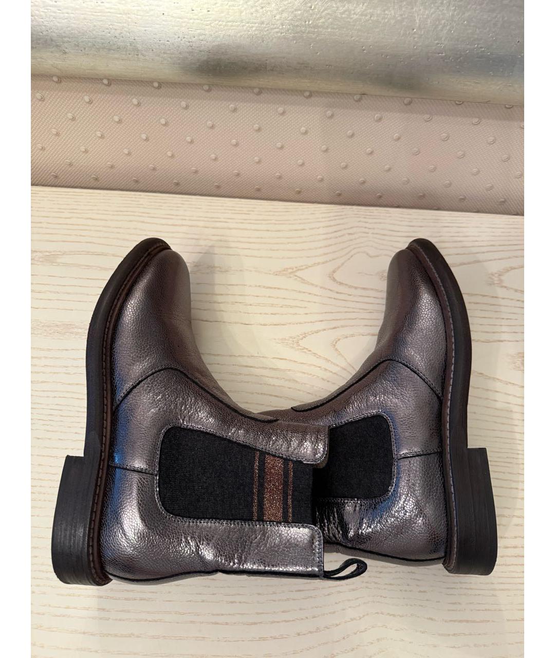 BRUNELLO CUCINELLI Серые ботинки из лакированной кожи, фото 7