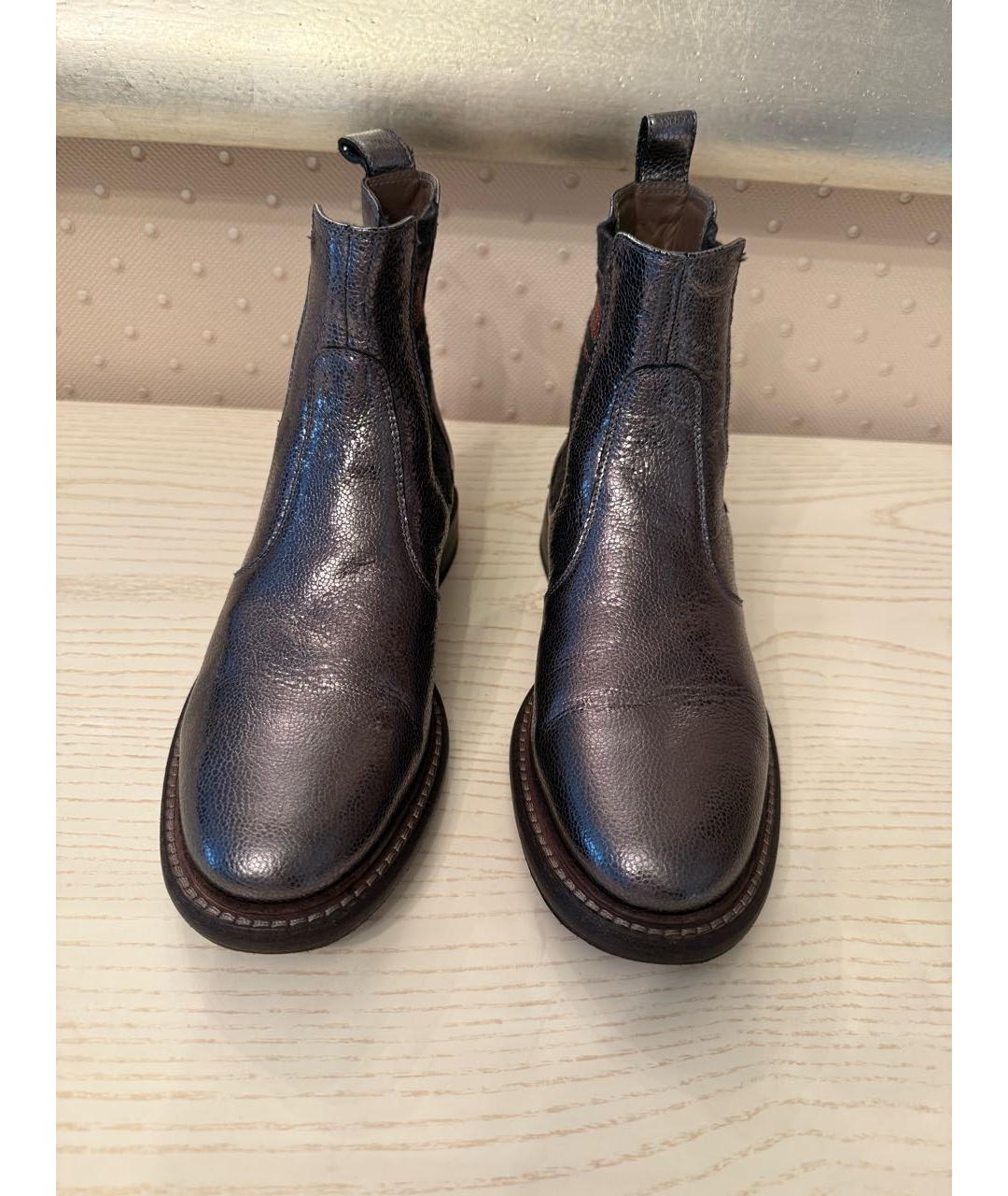 BRUNELLO CUCINELLI Серые ботинки из лакированной кожи, фото 2