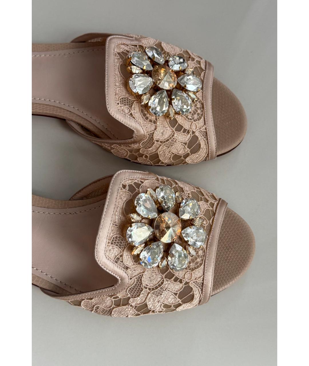 DOLCE&GABBANA Бежевые текстильные шлепанцы, фото 5