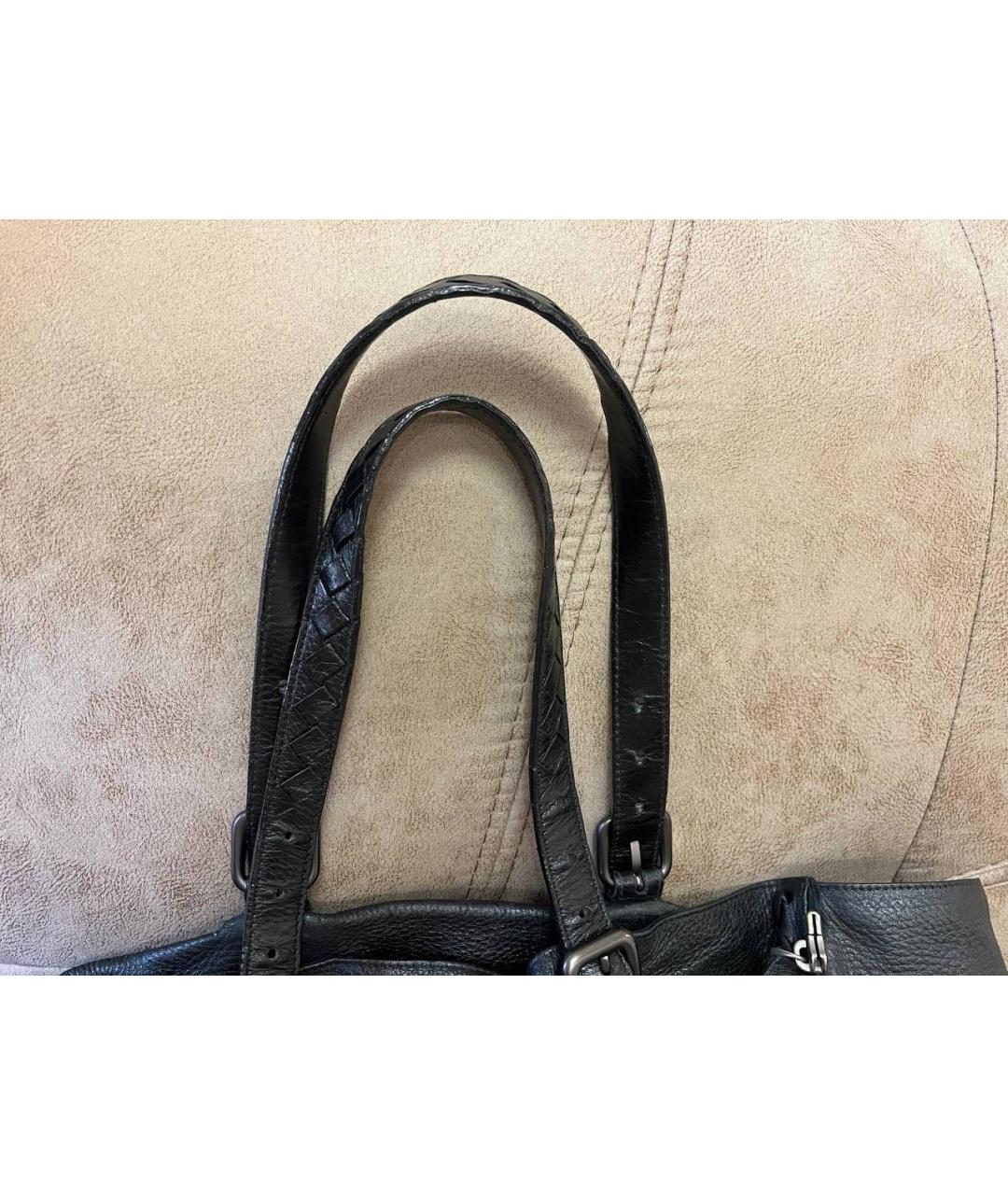 BOTTEGA VENETA Черная кожаная сумка тоут, фото 3
