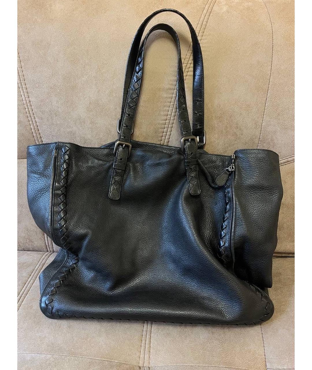 BOTTEGA VENETA Черная кожаная сумка тоут, фото 2
