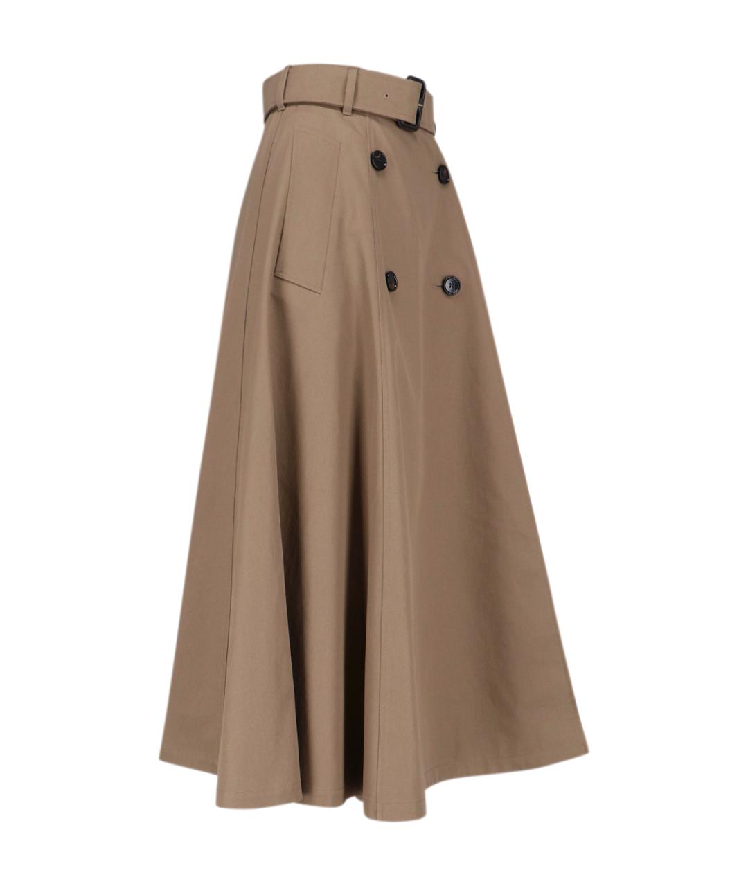 BURBERRY Коричневая хлопковая юбка миди, фото 3