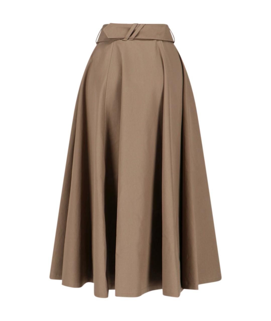 BURBERRY Коричневая хлопковая юбка миди, фото 2