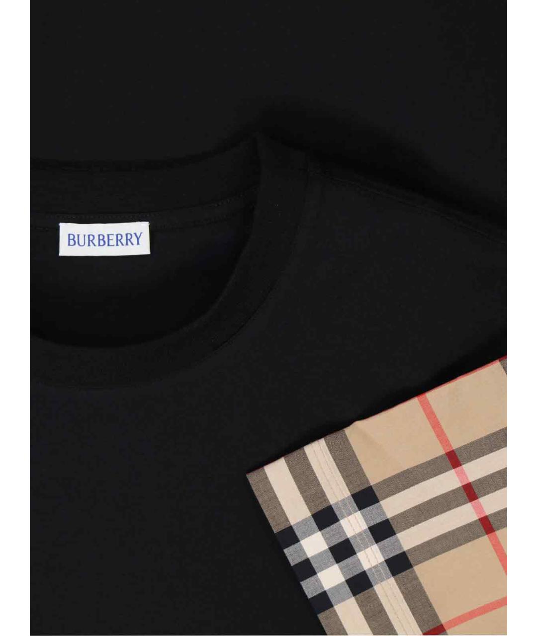 BURBERRY Черная хлопковая футболка, фото 3