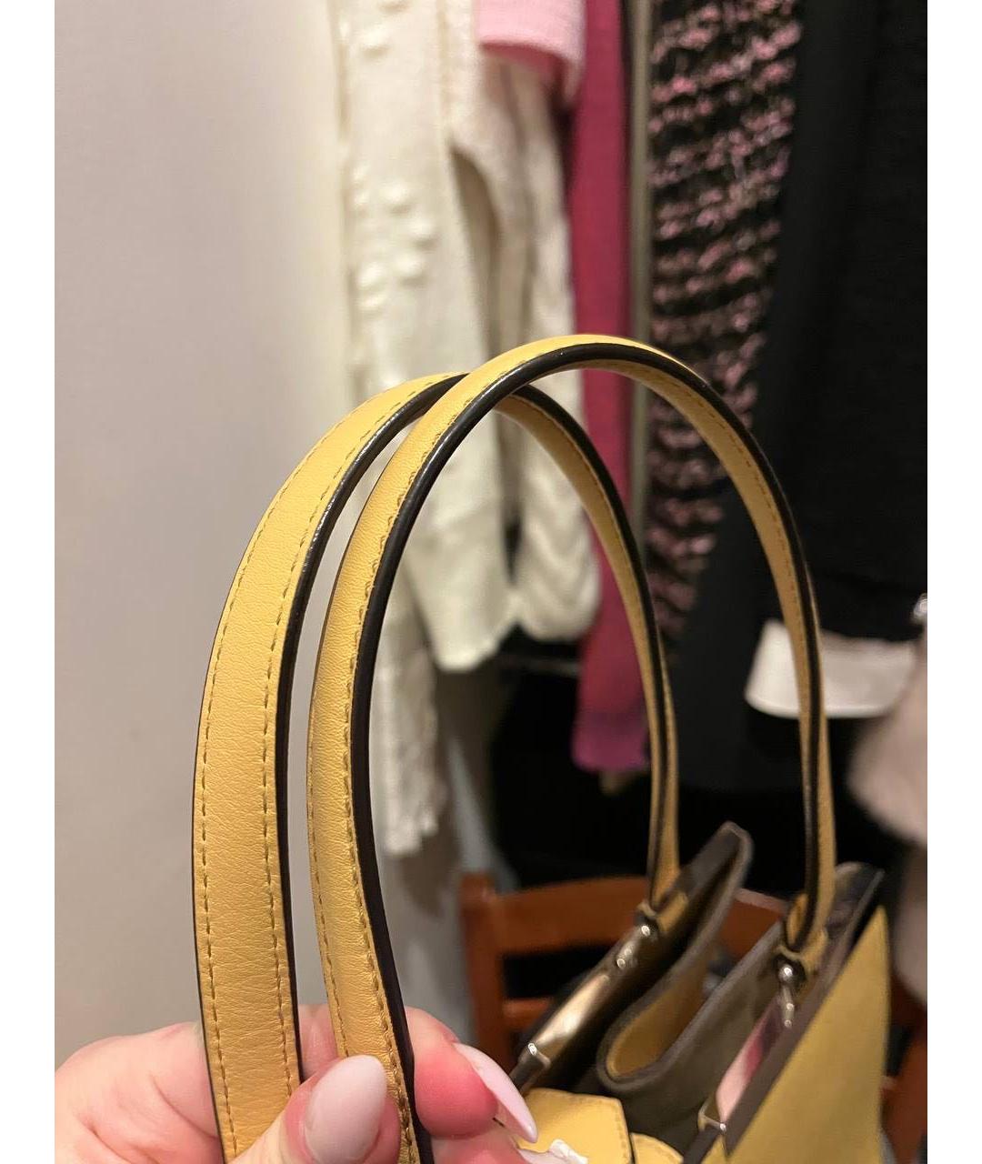 FENDI Желтая кожаная сумка тоут, фото 4