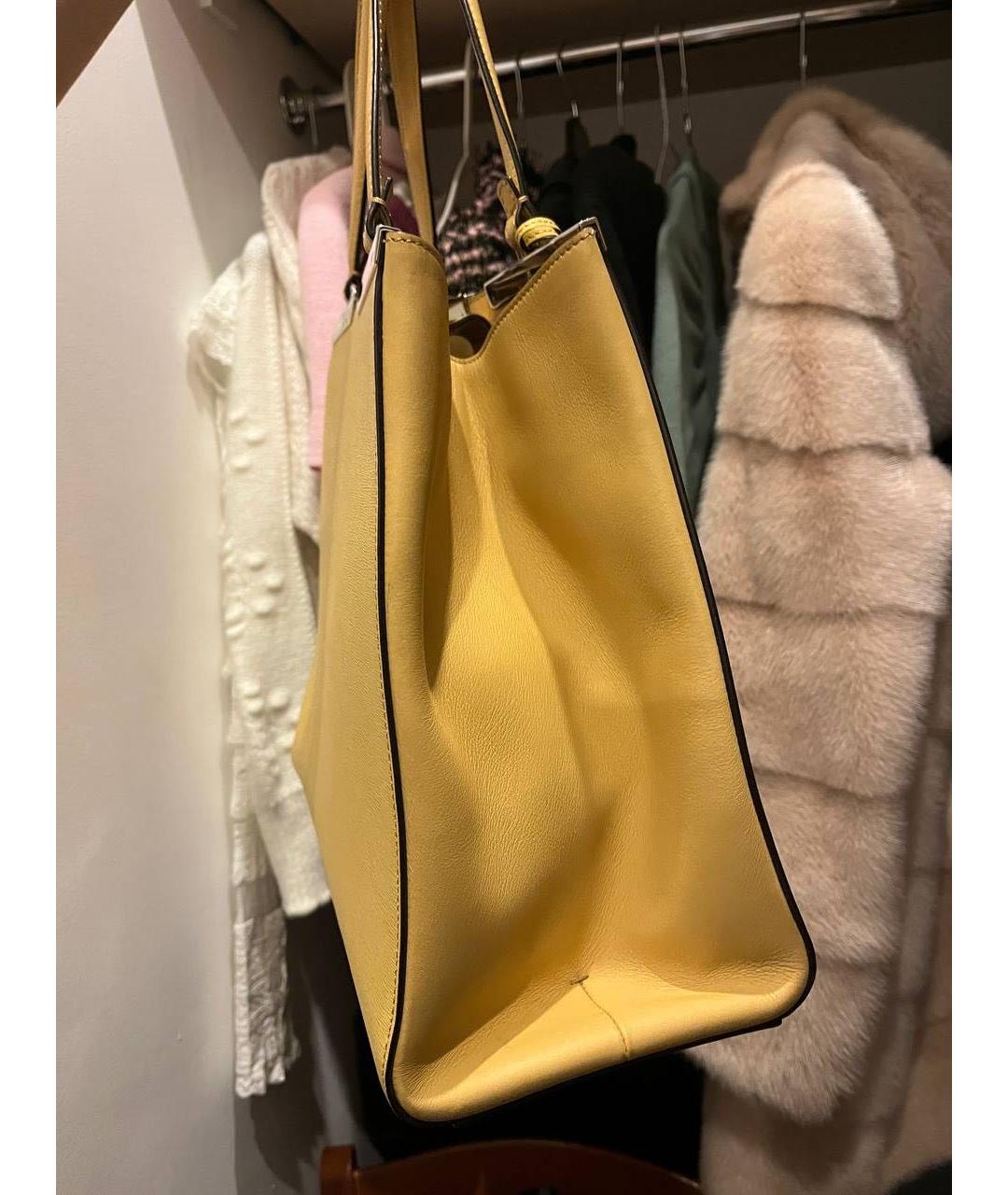FENDI Желтая кожаная сумка тоут, фото 3