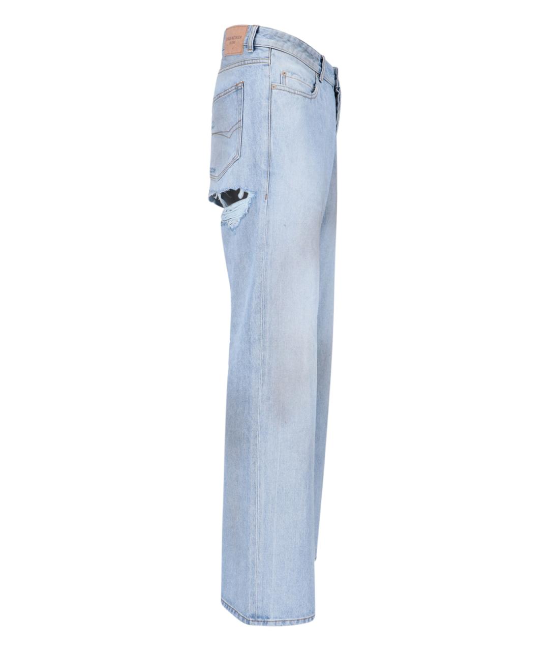 BALENCIAGA Голубые хлопковые прямые джинсы, фото 3