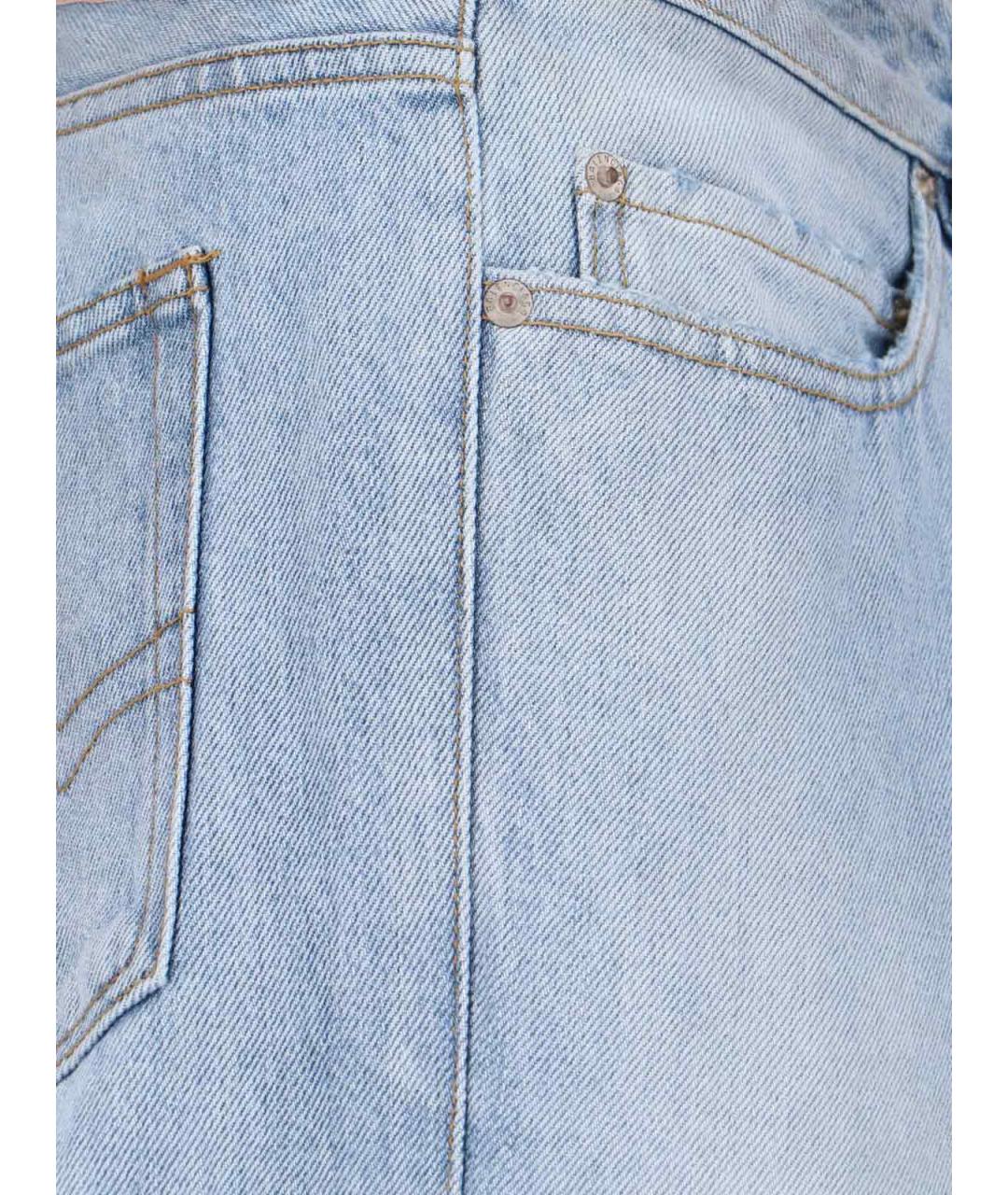 BALENCIAGA Голубые хлопковые прямые джинсы, фото 4
