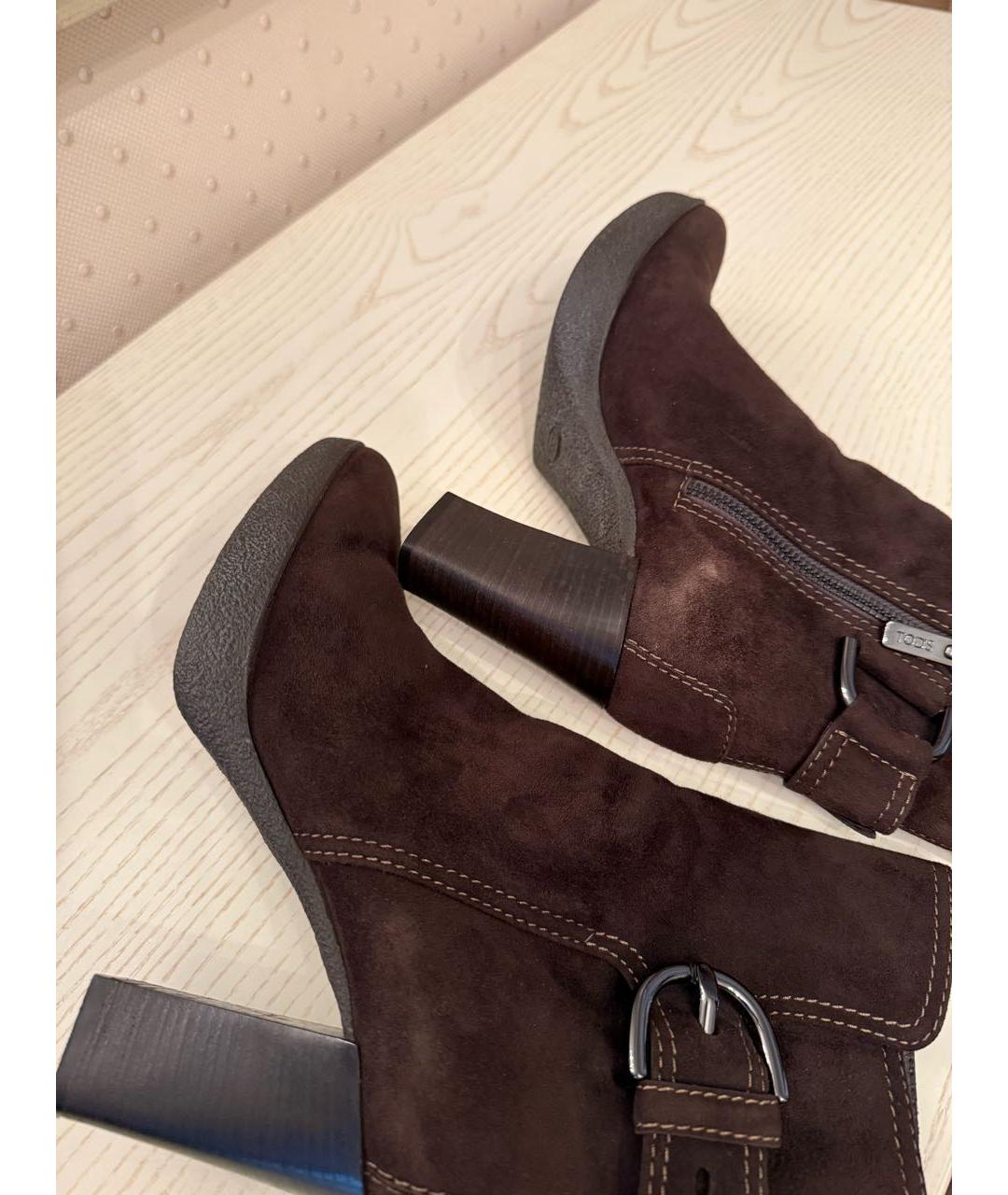 TOD'S Коричневые замшевые ботильоны, фото 5