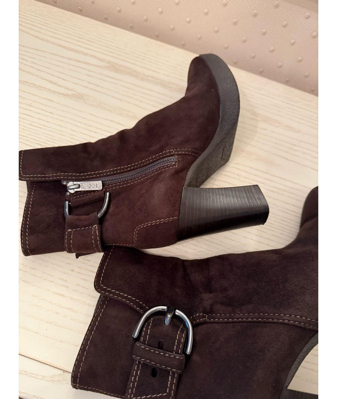 TOD'S Коричневые замшевые ботильоны, фото 4
