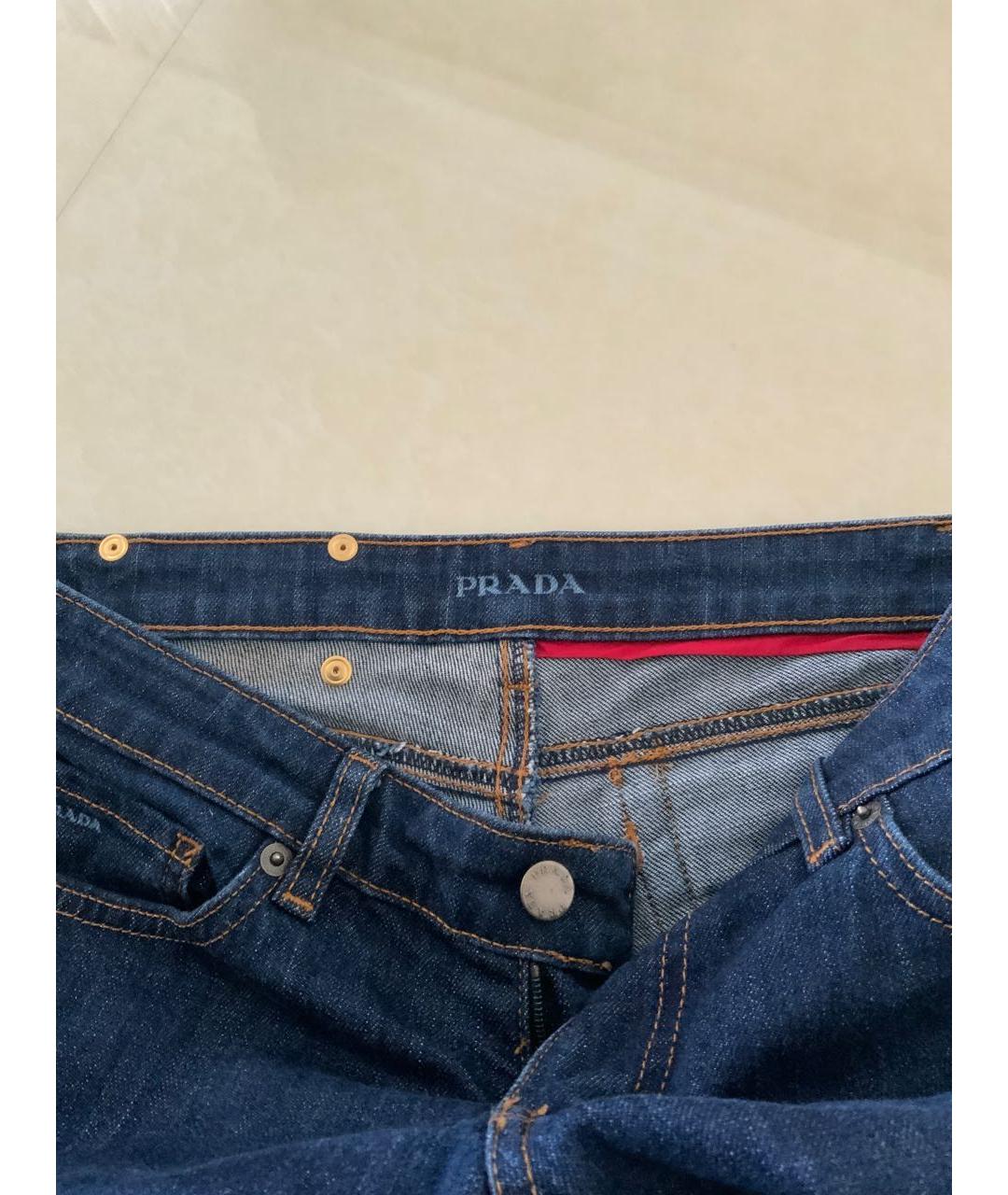 PRADA Темно-синие хлопковые прямые джинсы, фото 3