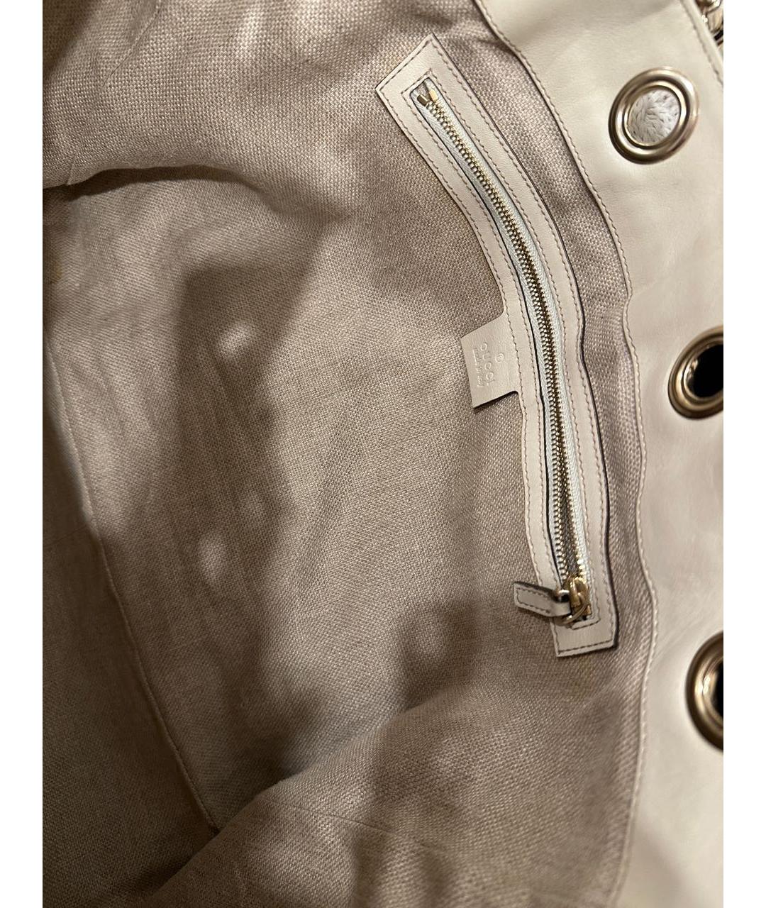 GUCCI Бежевая кожаная сумка тоут, фото 5