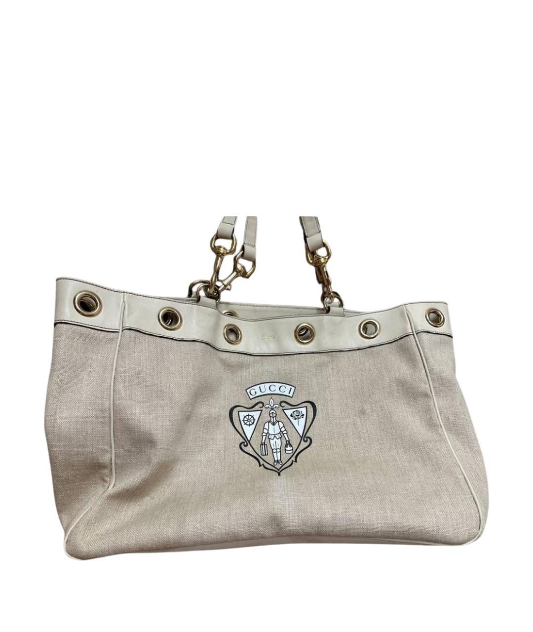 GUCCI Бежевая кожаная сумка тоут, фото 1