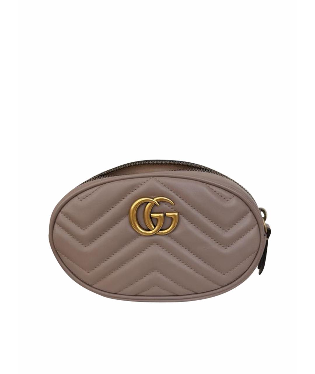 GUCCI Бежевая кожаная поясная сумка, фото 1