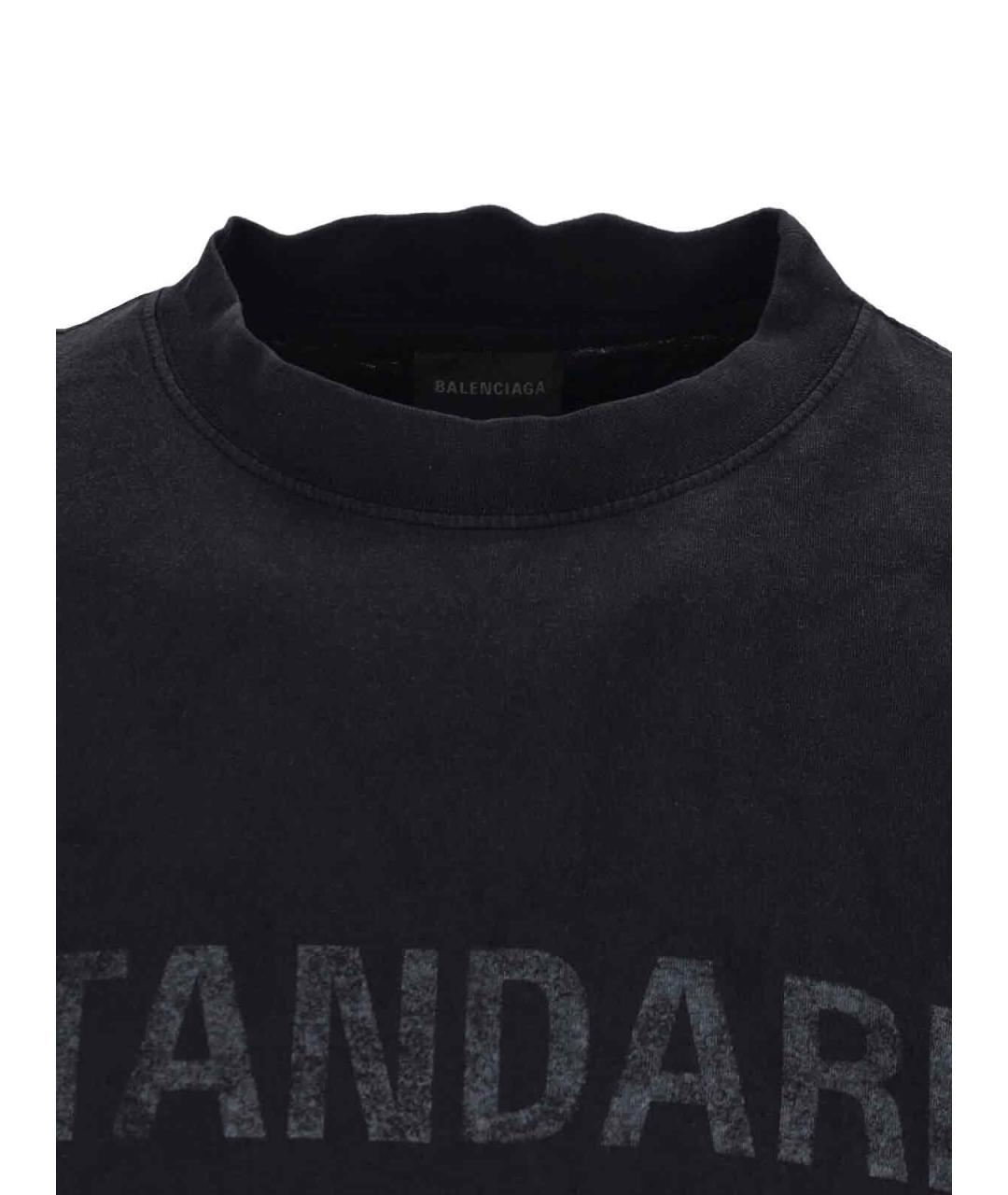 BALENCIAGA Черная хлопковая футболка, фото 3