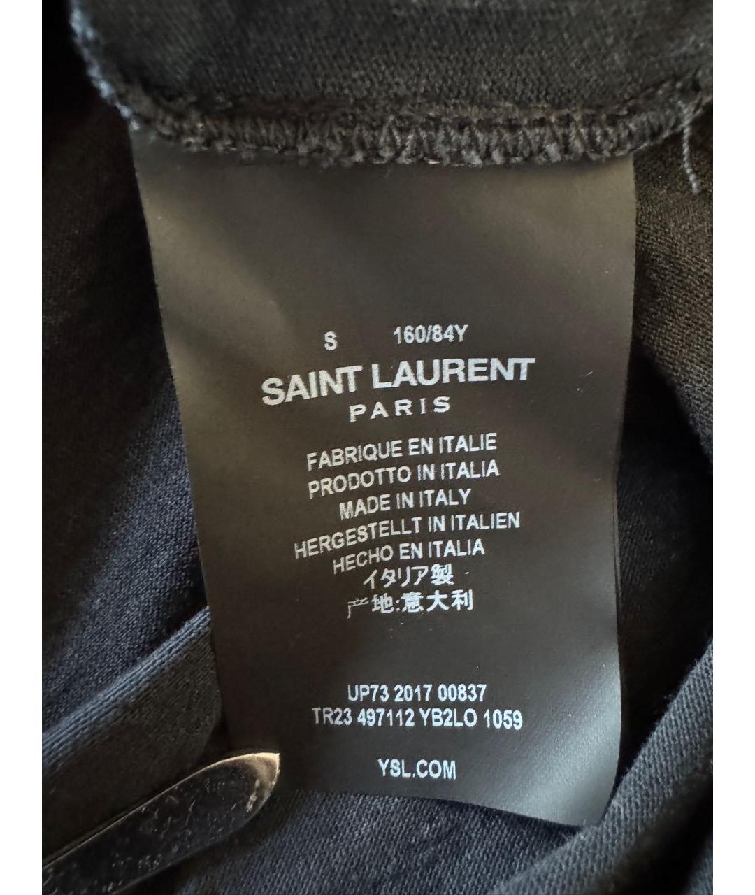 SAINT LAURENT Серая хлопковая футболка, фото 4