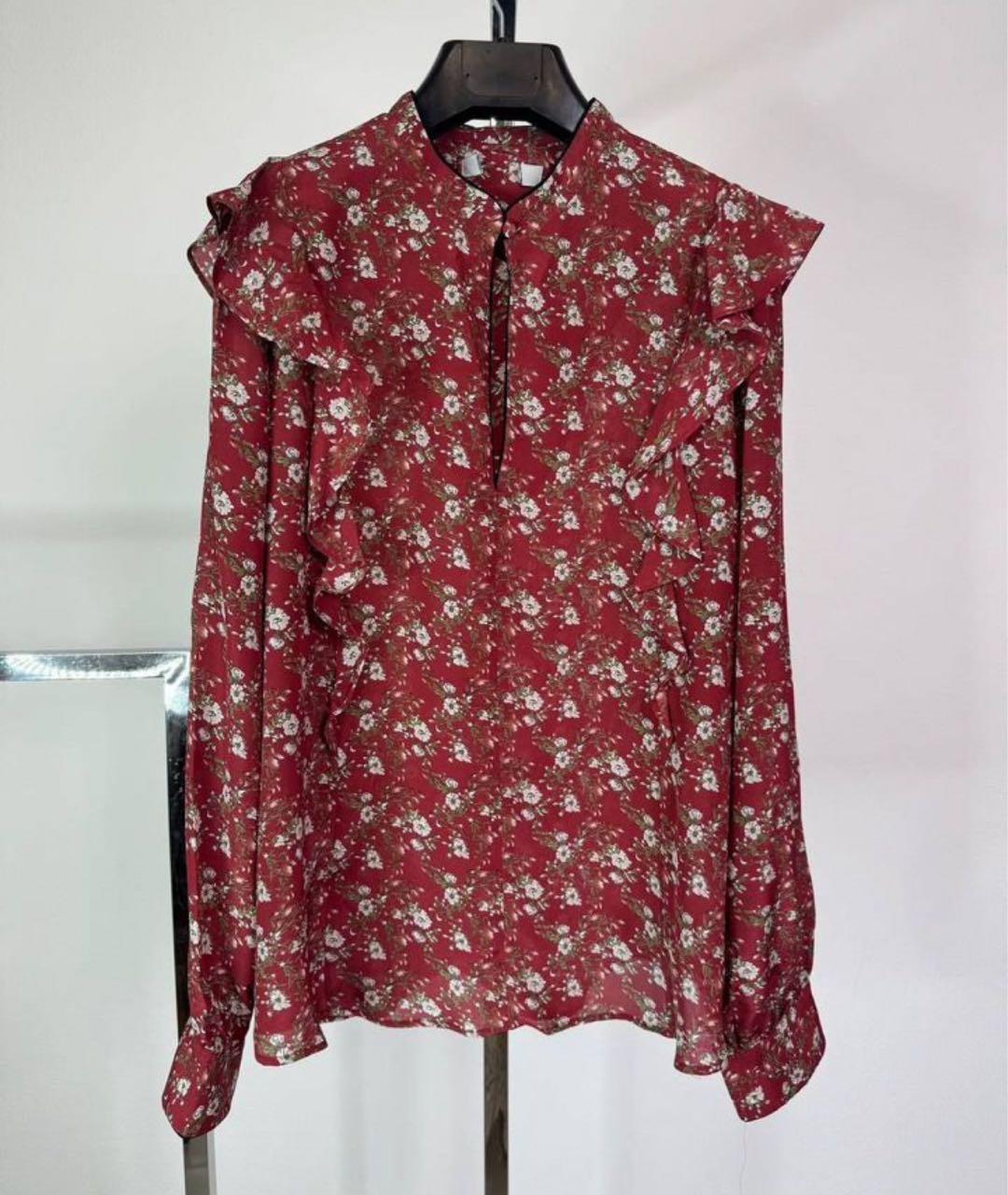 MAX MARA Бордовая шелковая блузы, фото 7
