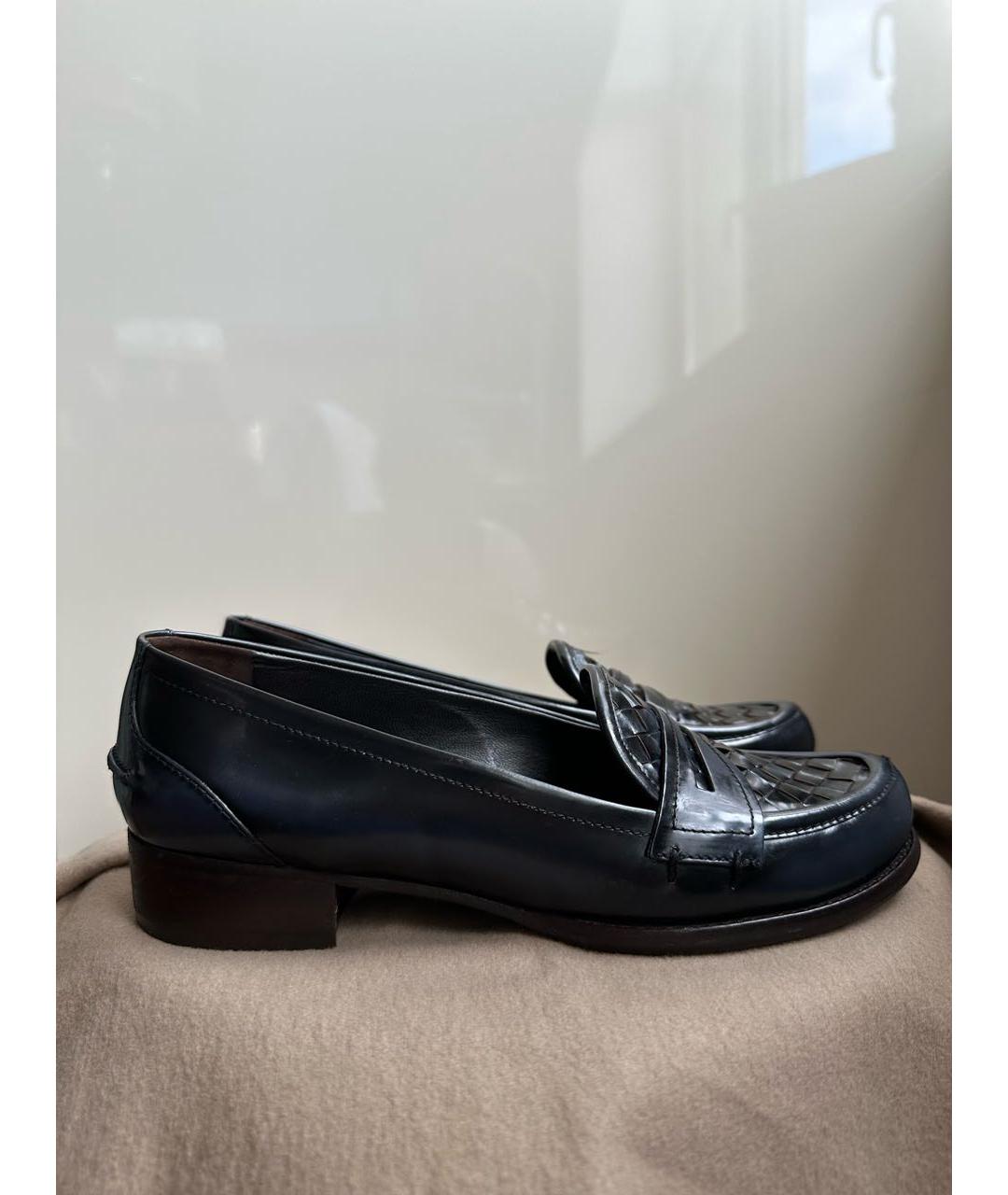 BOTTEGA VENETA Темно-синие кожаные лоферы, фото 9