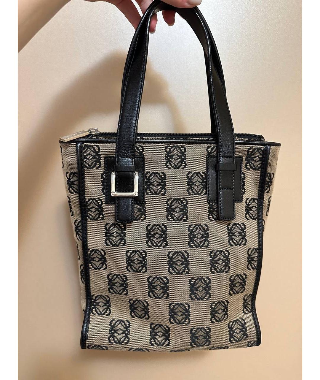 LOEWE Черная кожаная сумка тоут, фото 4