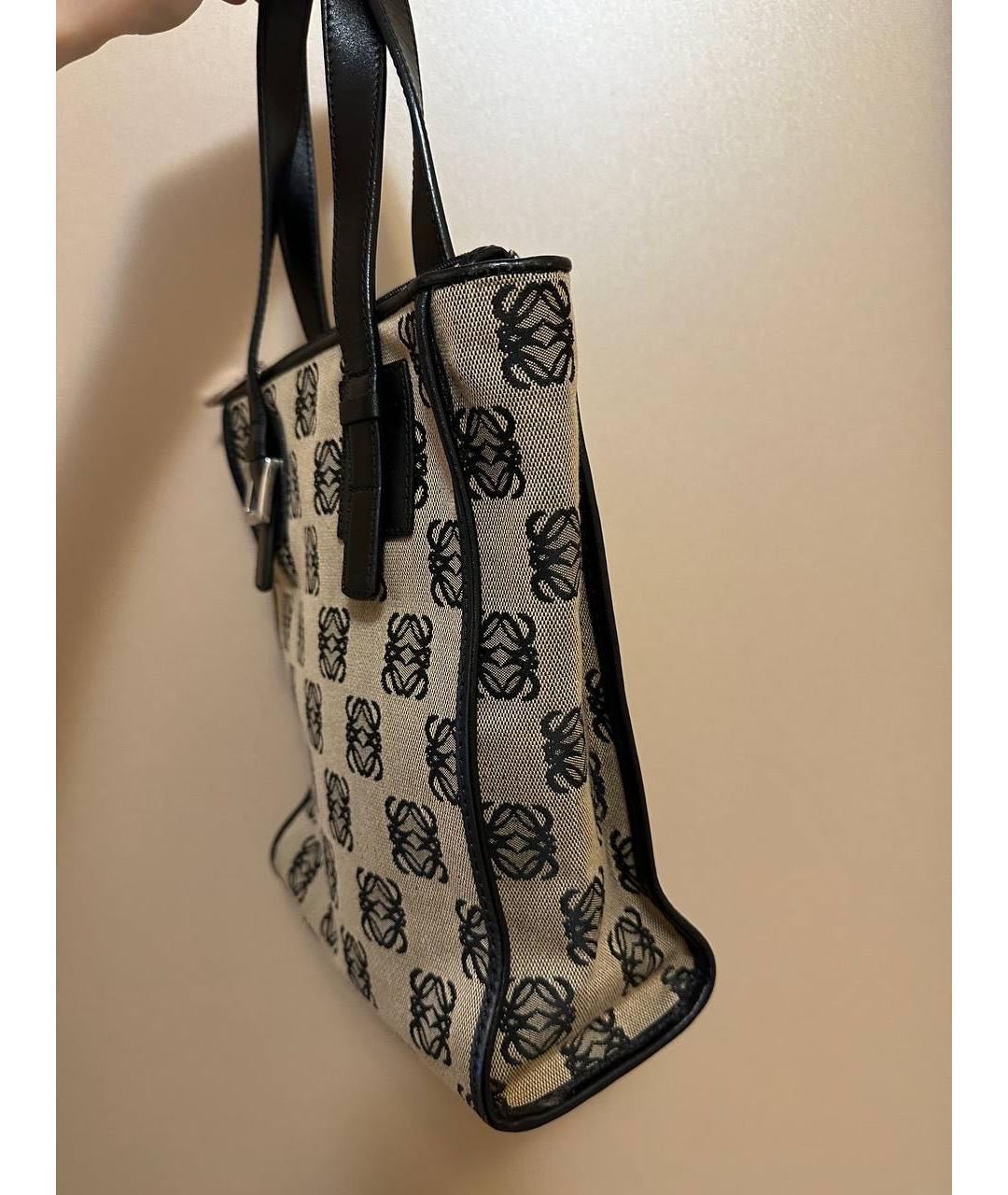 LOEWE Черная кожаная сумка тоут, фото 3