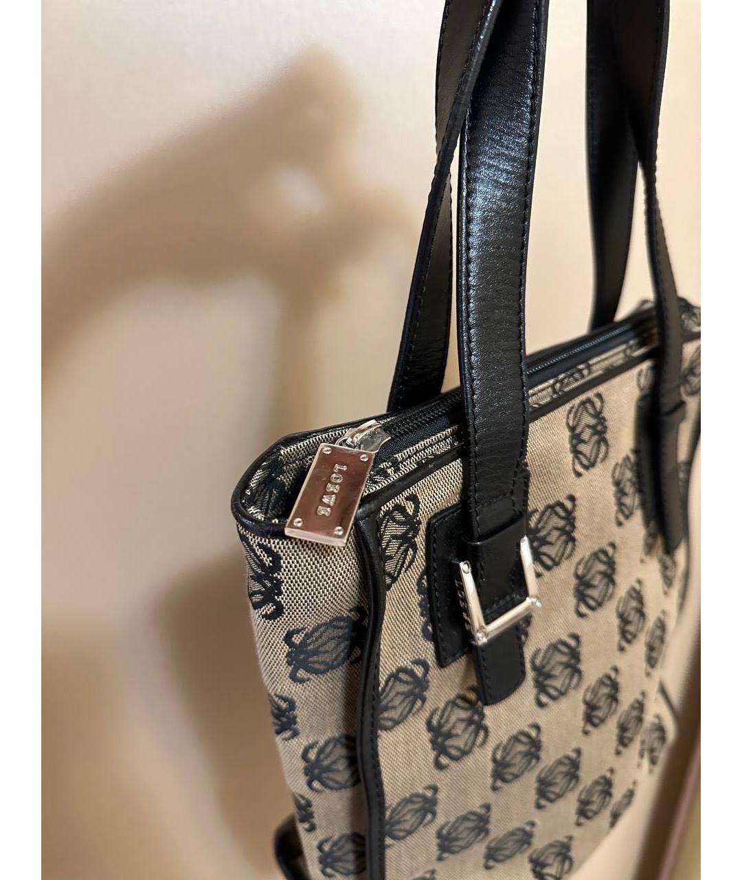 LOEWE Черная кожаная сумка тоут, фото 5