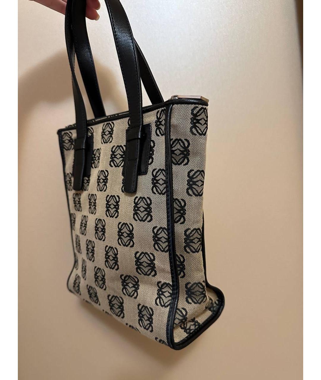 LOEWE Черная кожаная сумка тоут, фото 2