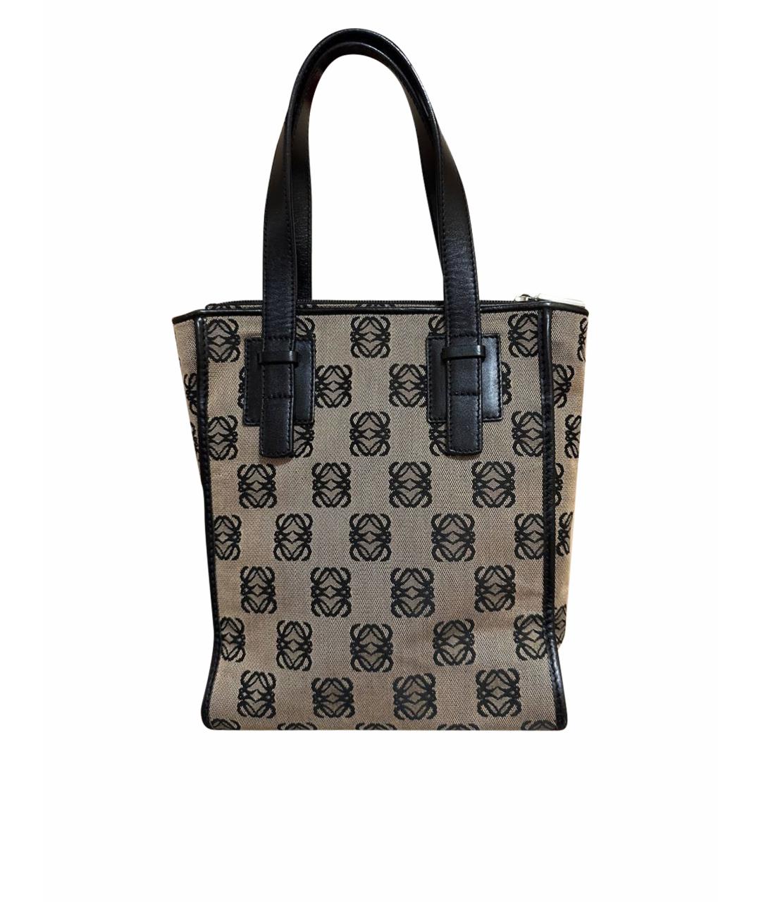 LOEWE Черная кожаная сумка тоут, фото 1