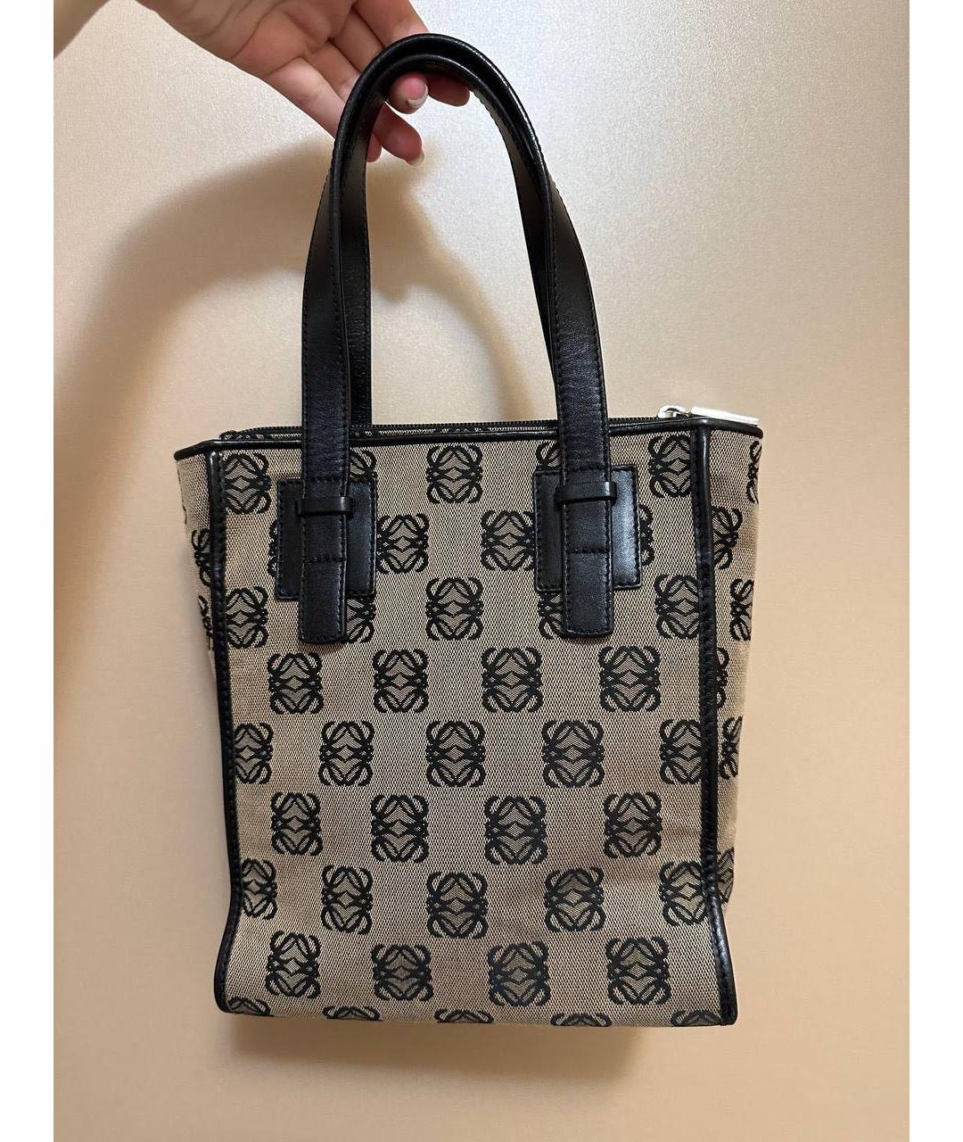 LOEWE Черная кожаная сумка тоут, фото 9