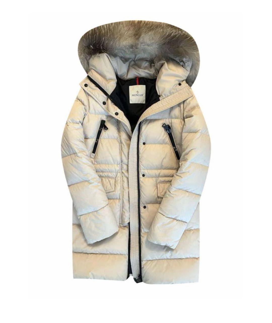 MONCLER Бежевый меховой пуховик, фото 1