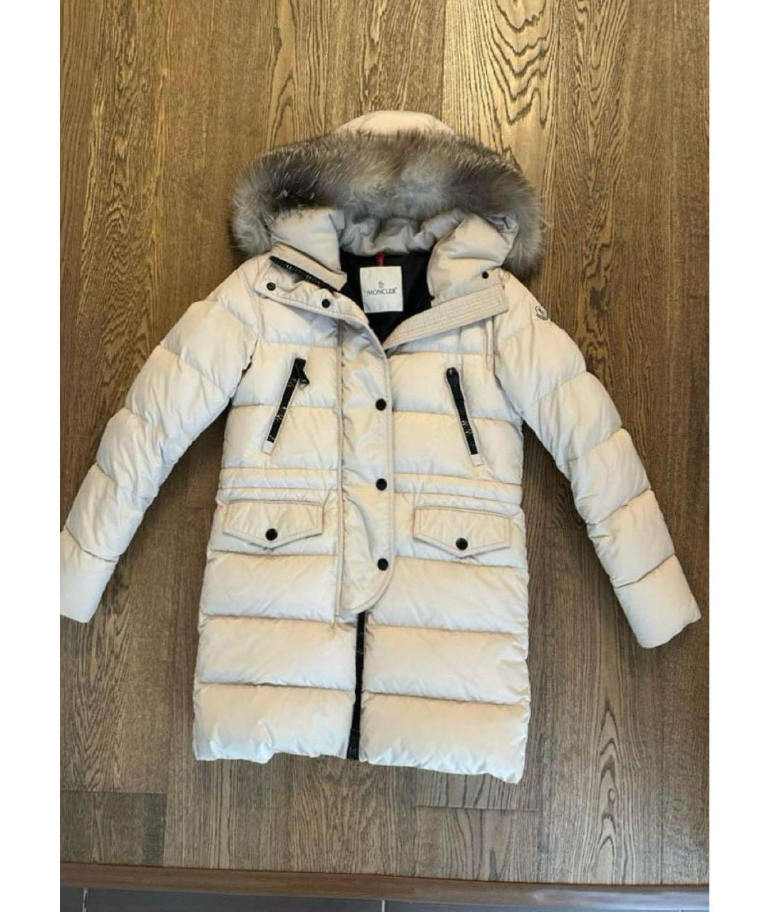 MONCLER Бежевый меховой пуховик, фото 4