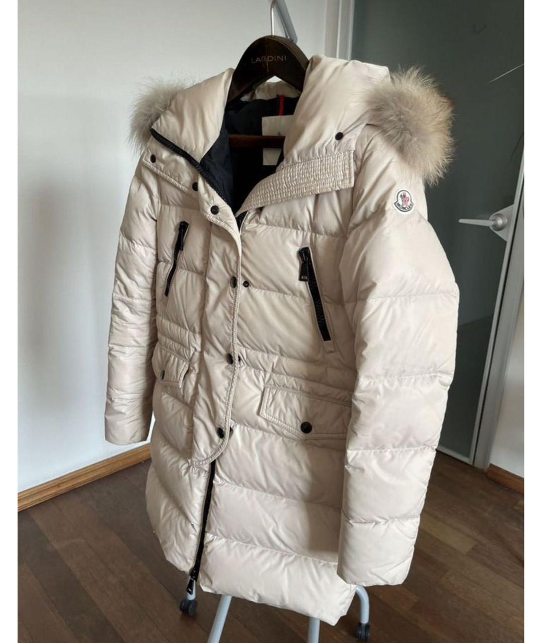 MONCLER Бежевый меховой пуховик, фото 6