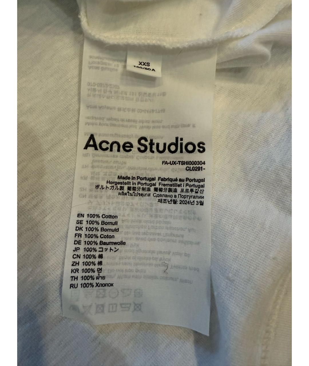 ACNE STUDIOS Белая хлопковая футболка, фото 8