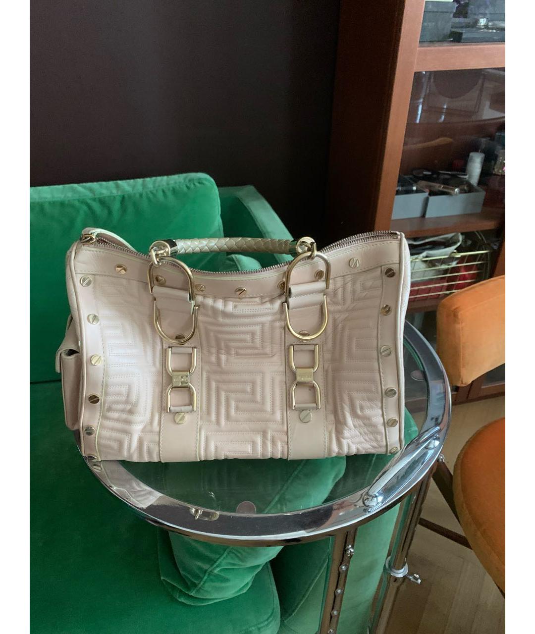 VERSACE Бежевая кожаная сумка тоут, фото 3