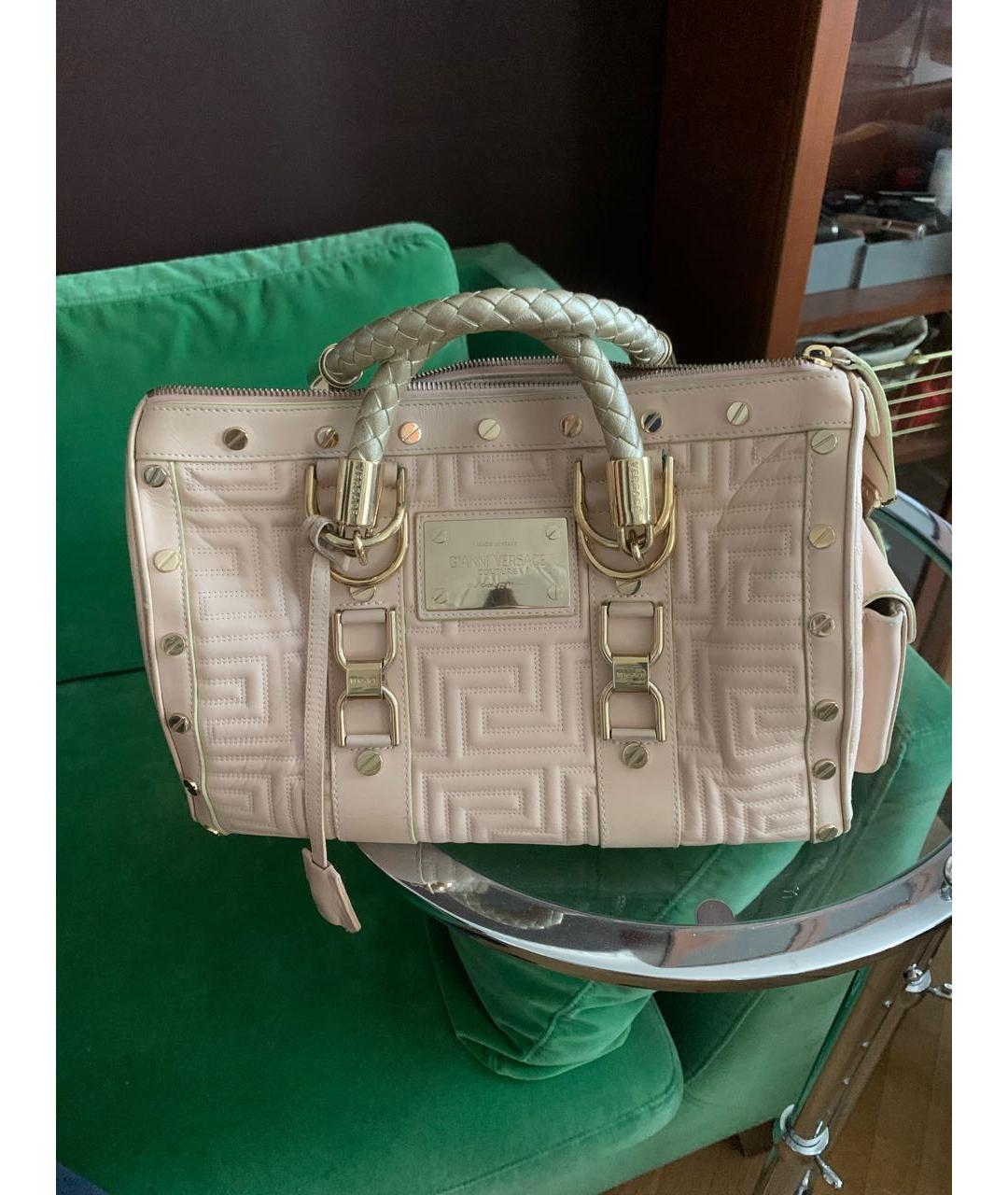 VERSACE Бежевая кожаная сумка тоут, фото 5