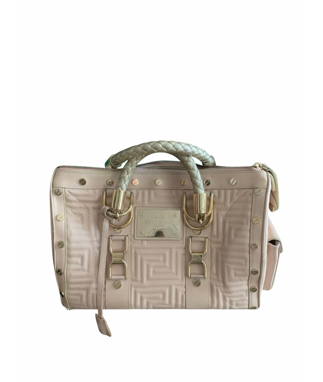 VERSACE Бежевая кожаная сумка тоут, фото 1