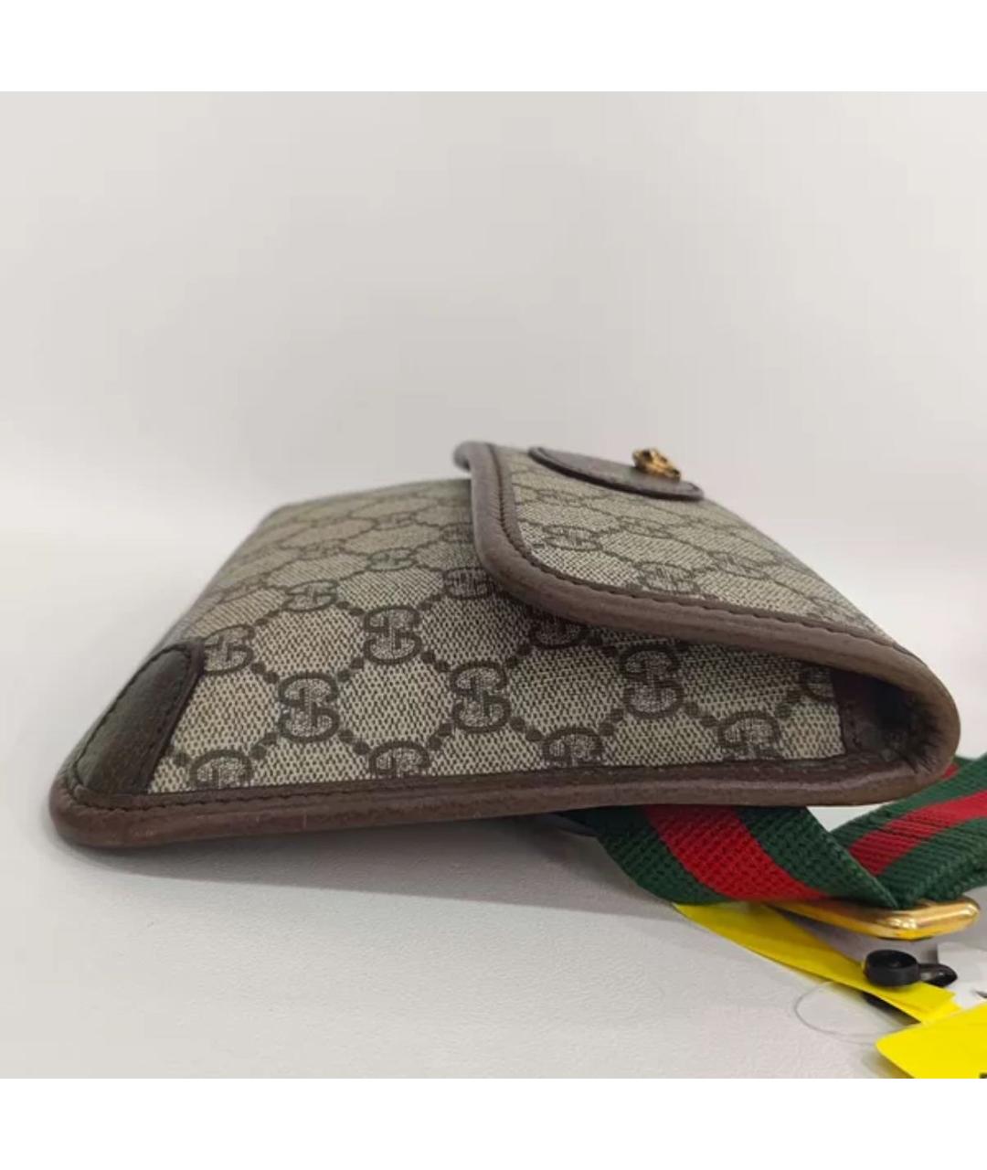 GUCCI Коричневая тканевая сумка на плечо, фото 4