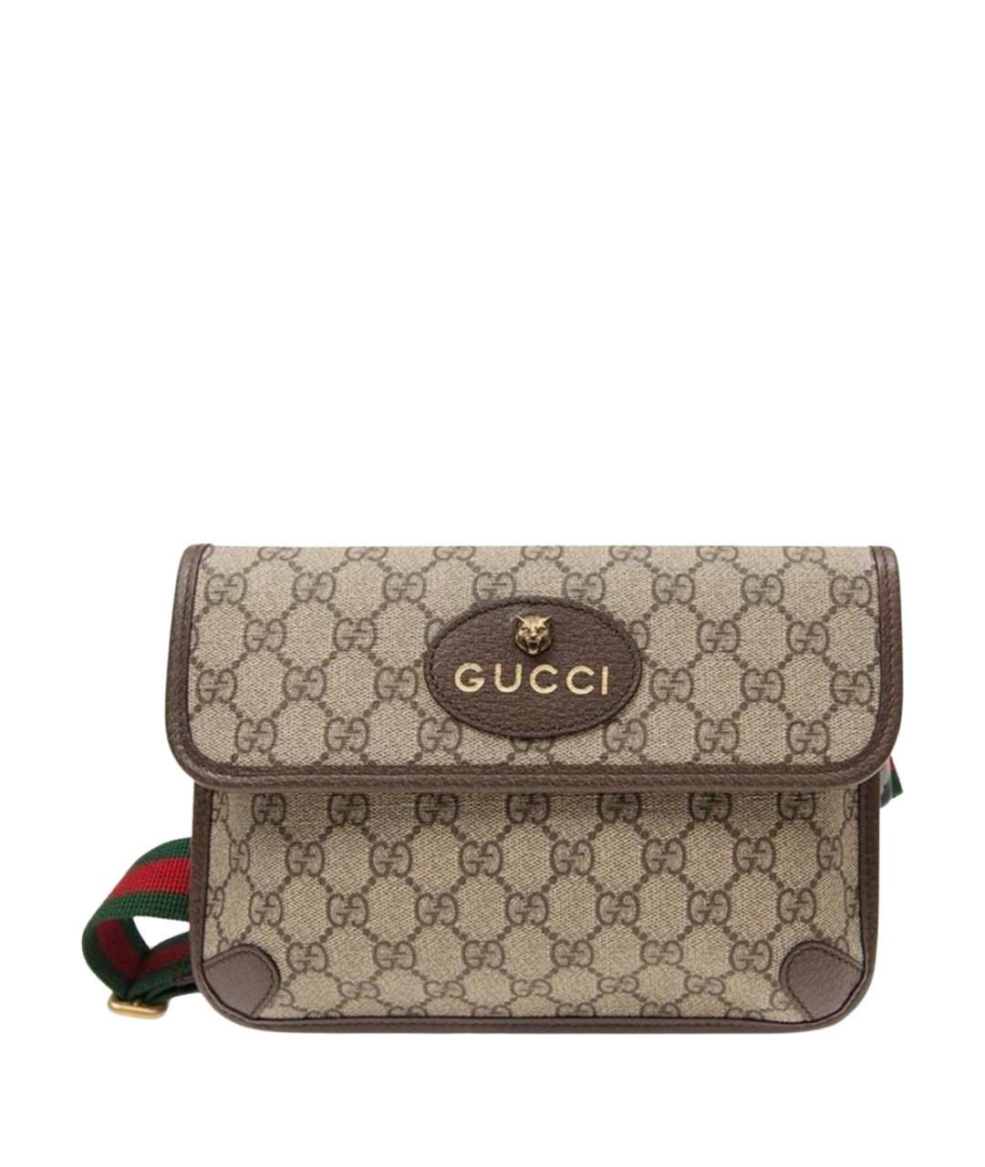 GUCCI Коричневая тканевая сумка на плечо, фото 1